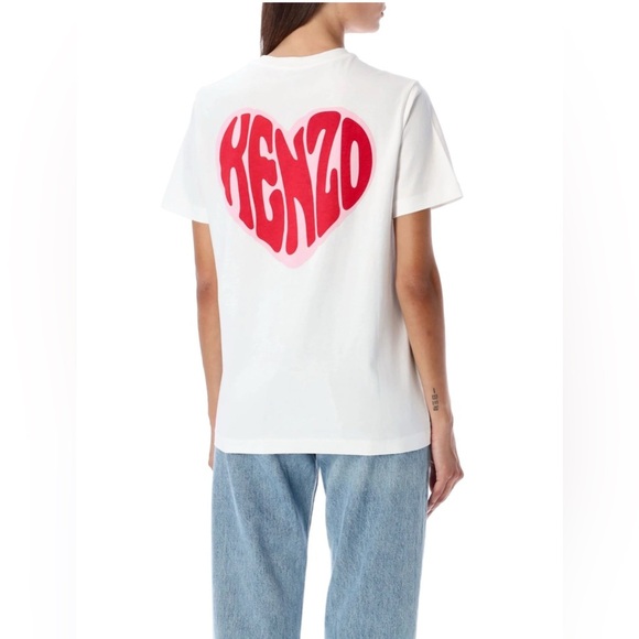 Kenzo White Tee with Red Heart Design size S-M - Picture 1 of 7